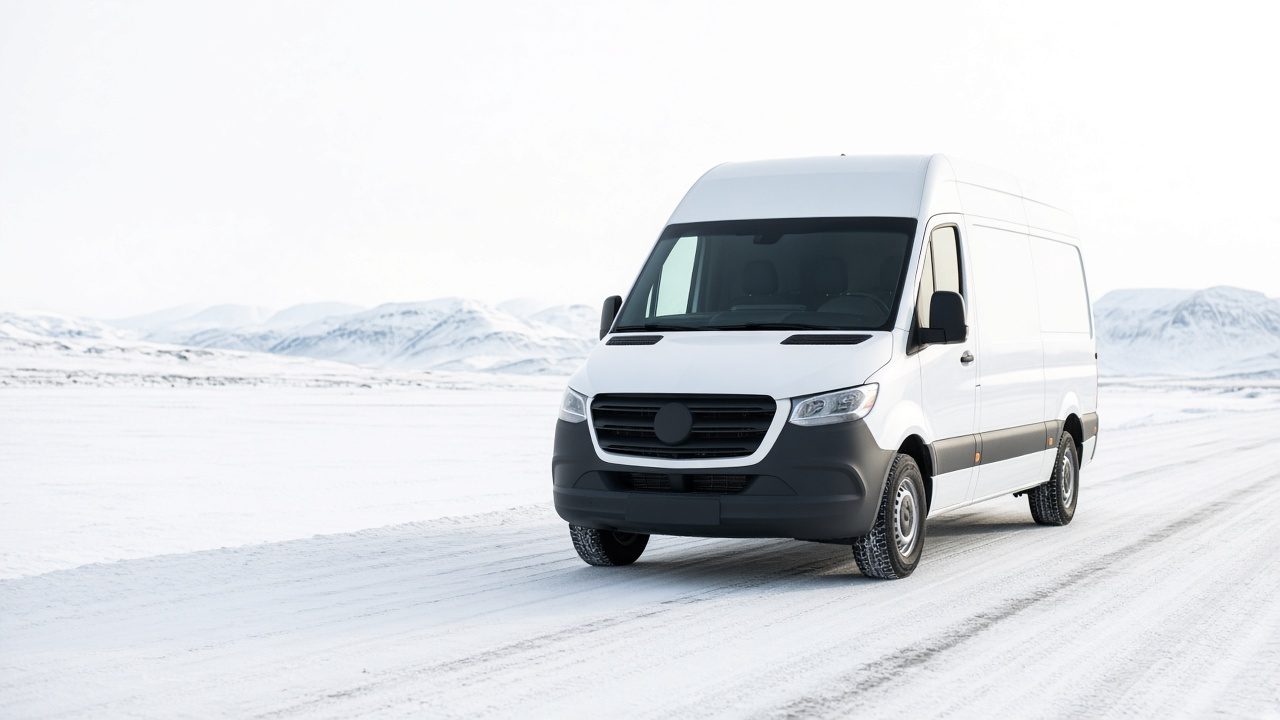 Hvítur Mercedes-Benz Sprinter frá Nord Express