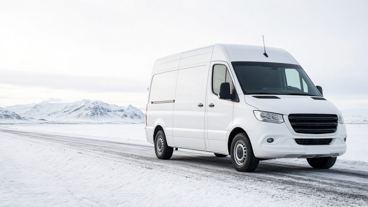 Mercedes-Benz Sprinter frá Nord Express á íslenskum vegi